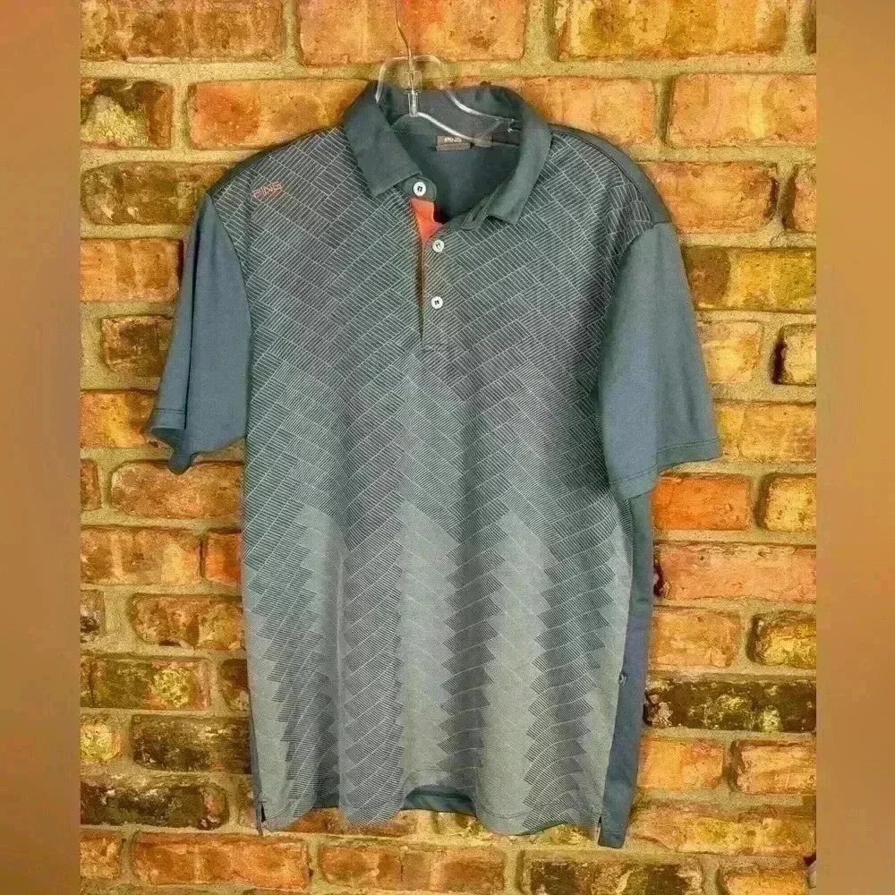 Ping Gray Blue Sensorcool Iron Golf Polo - size Small